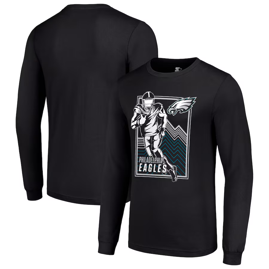 Men Philadelphia Eagles black 2024 NFL Long sleeve T Shirts